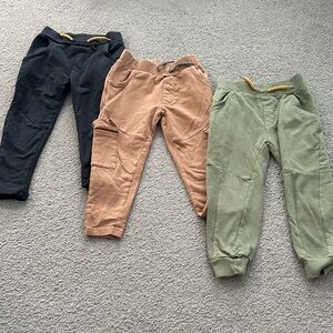 Kids Cozy Jogger Trio - Black, Tan, Green